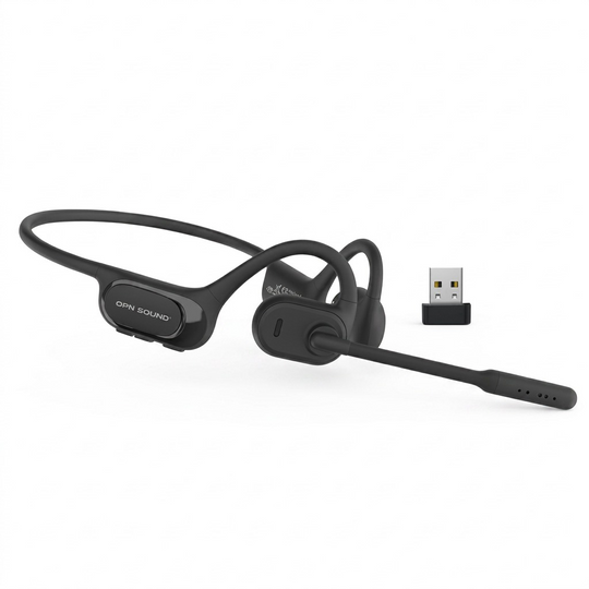 Pure high-resolution hero shot of the OPN Sound Chat Pro headset with USB dongle on a white background.