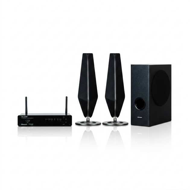 A high-resolution product shot of the Sharp HT-SPW135 2.1ch home cinema system on a white background.