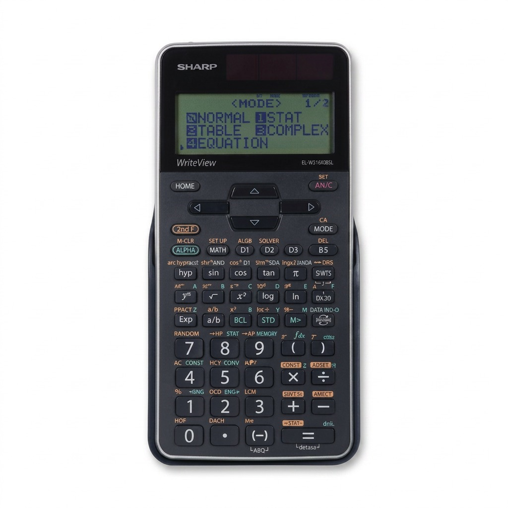 A premium eCommerce hero shot of the Sharp EL-W516XGBSL calculator on a pure white background.