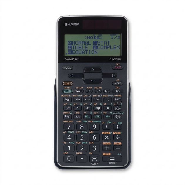 A premium eCommerce hero shot of the Sharp EL-W516XGBSL calculator on a pure white background.