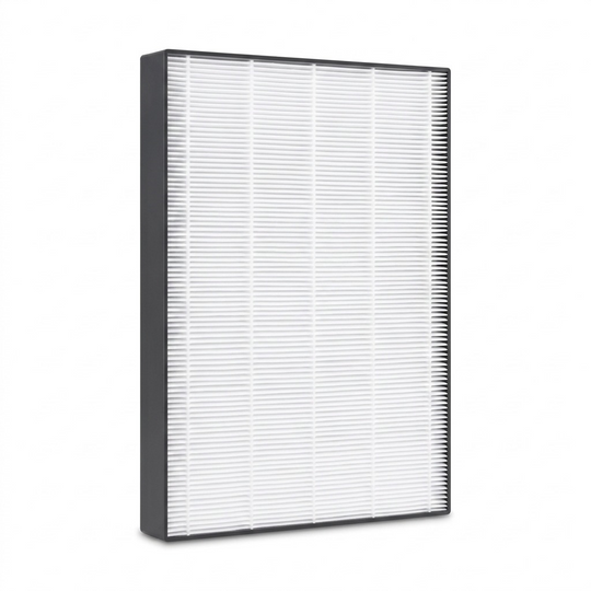 A high-resolution photo of the SHARP FZK50HFU True HEPA replacement filter for FPK50UW, white, with a gray frame on a white background.
