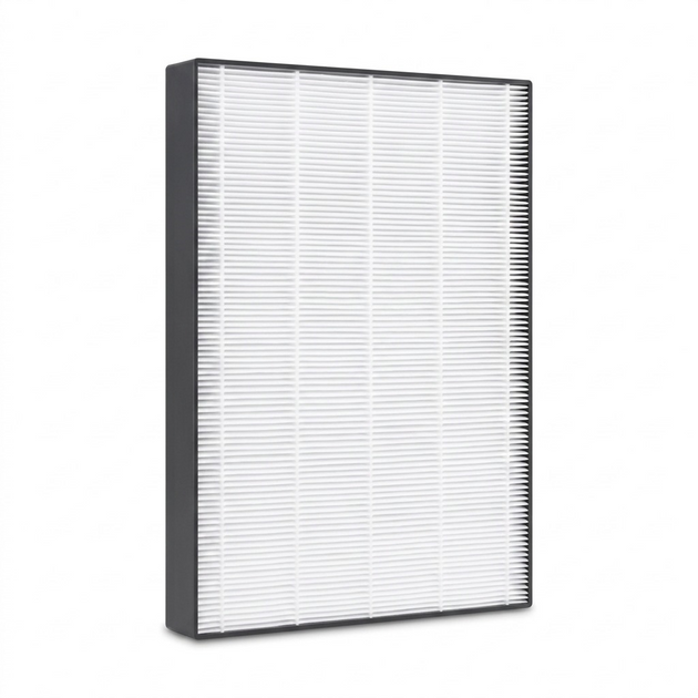 A high-resolution photo of the SHARP FZK50HFU True HEPA replacement filter for FPK50UW, white, with a gray frame on a white background.