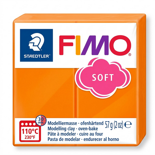 STAEDTLER Fimo Soft Tangerine 57g (2 oz) oven-bake clay block, individual hero shot.