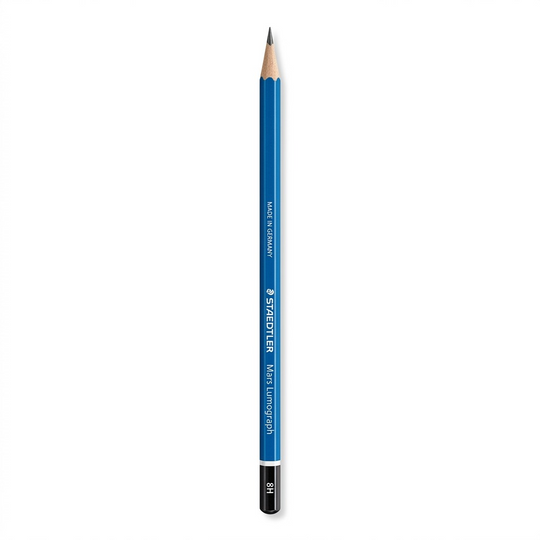 A clean, high-resolution hero image of a single STAEDTLER Mars Lumograph 8H pencil, centered vertically on a pure white background, with all details and markings clearly visible.