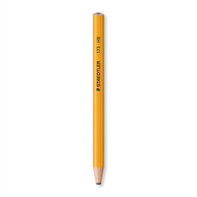 A crisp, canonical pencil: yellow, unsharpened, triangular, clearly displaying the STAEDTLER logo.