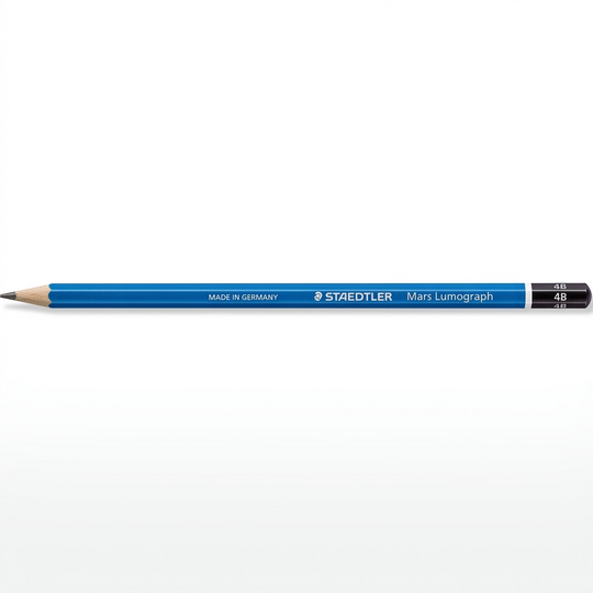 A high-resolution ecommerce hero shot of a single STAEDTLER Mars Lumograph 4B pencil.
