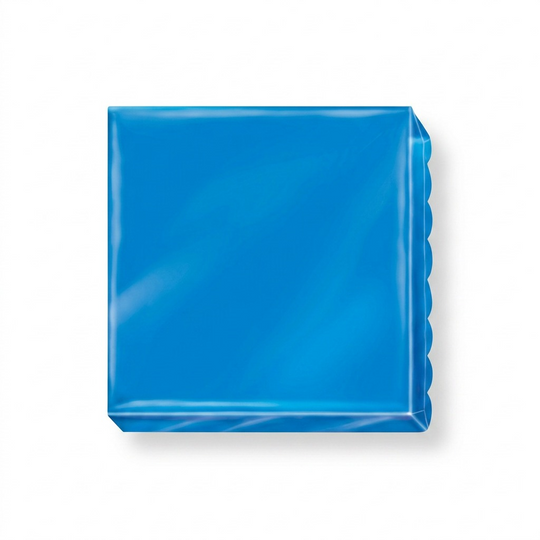 High-resolution hero shot of STAEDTLER Fimo Effect Blue polymer clay block on a white background.