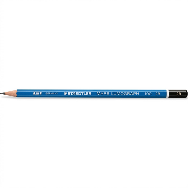 A pristine, high-resolution hero image of a single STAEDTLER Mars Lumograph 2B replacement pencil, centered on a pure white background.