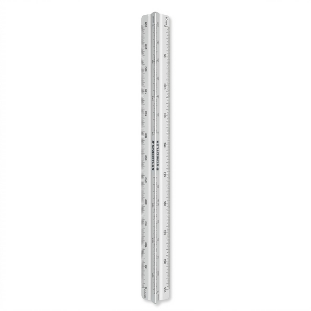 High-resolution hero shot of the STAEDTLER 987-18-1BK triangular ruler on a plain white background.