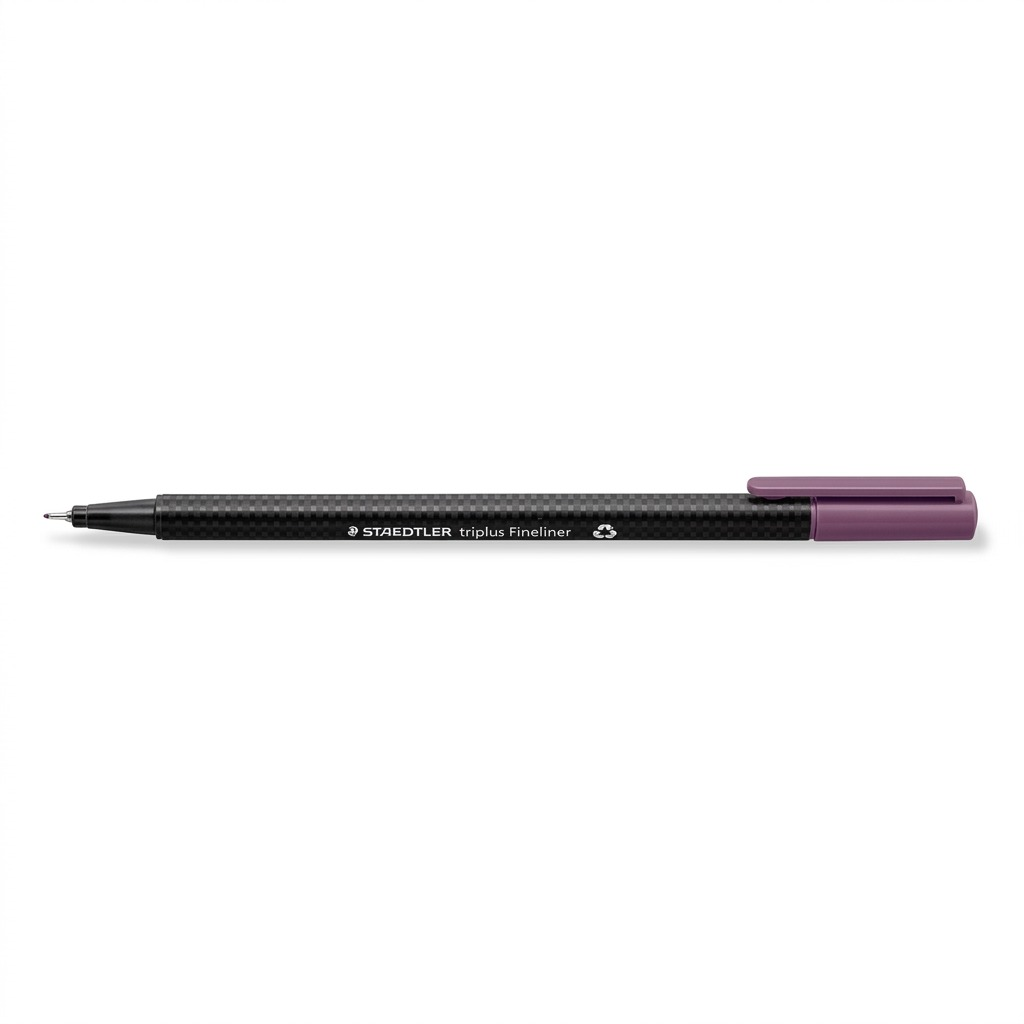 A high-resolution, centered view of the STAEDTLER Fineliner triplus 0.3mm (mauve) on a pure white background.