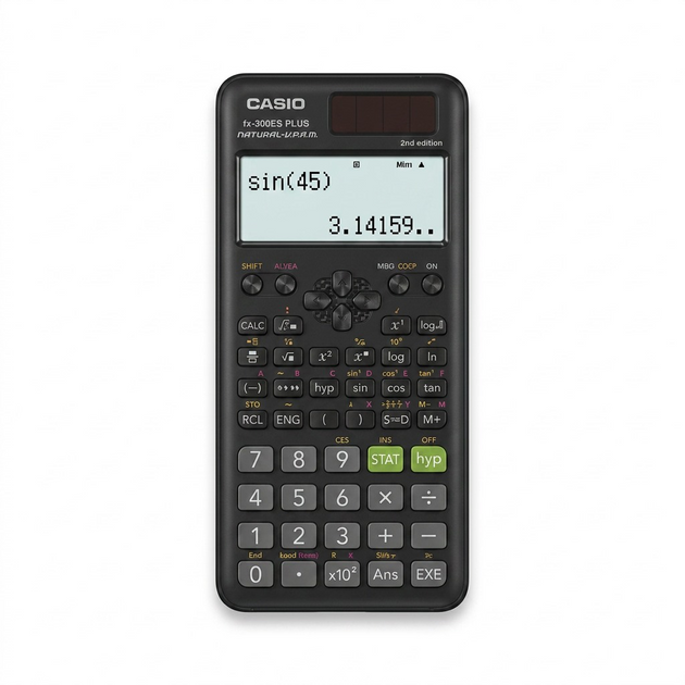 Casio FX-300ESPLS2 black scientific calculator with Natural Textbook Display on a white background.