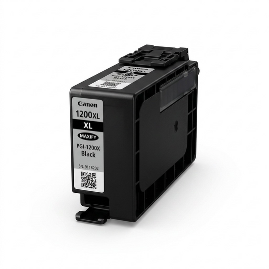 A crisp, high-resolution hero shot of an unboxed black XL PGI-1200 ink tank.