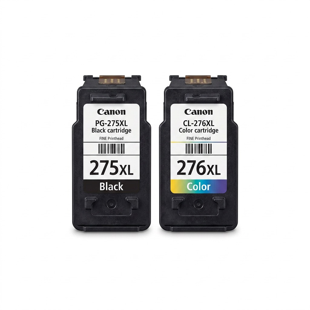A high-resolution, centered view of Canon PG-275XL and CL-276XL ink cartridges on a pure white background.