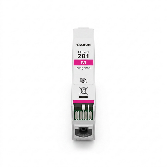 High-resolution hero shot of the Canon CLI-281 Magenta ink cartridge.