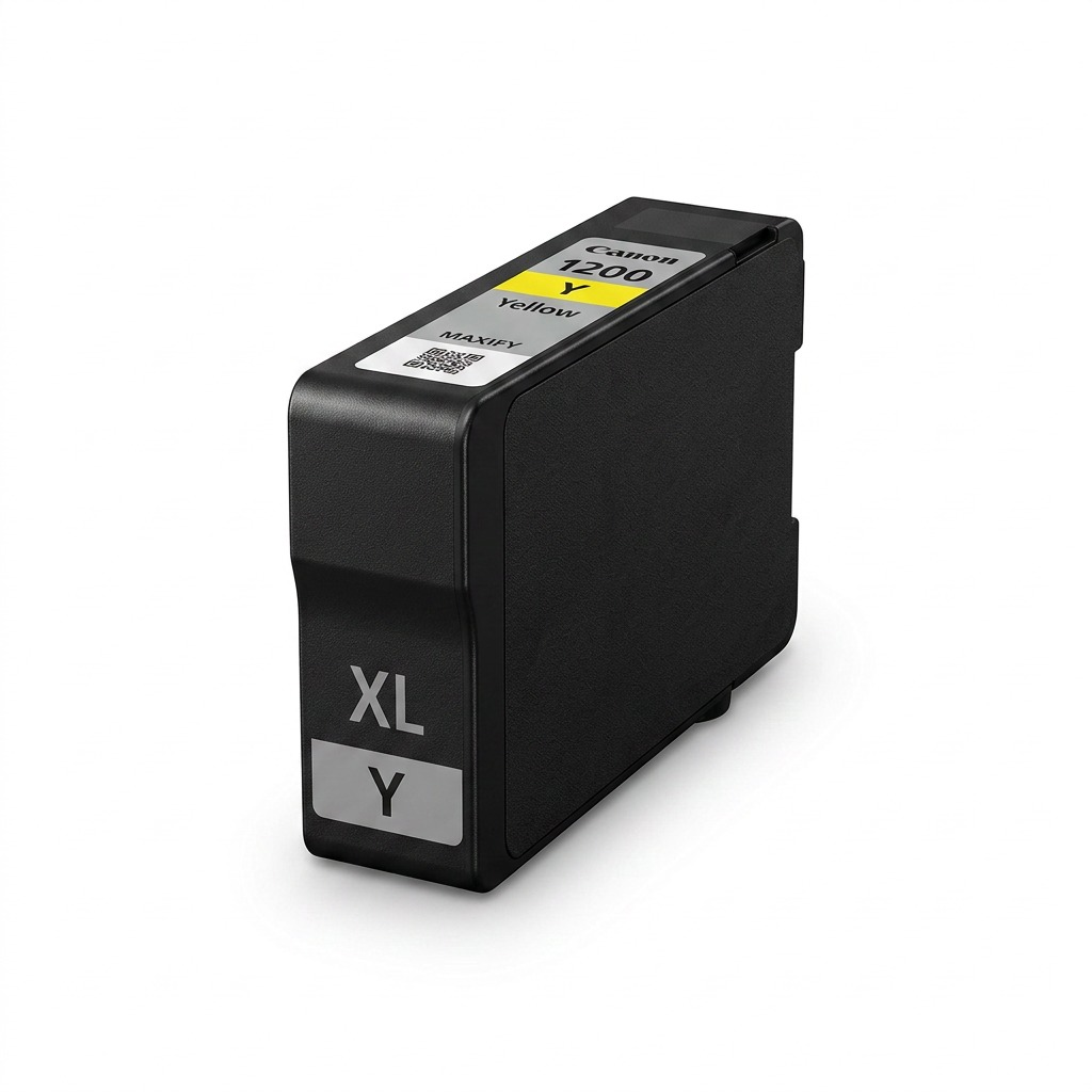 A high-resolution, centered view of the Canon PGI-1200XL Yellow ink tank.