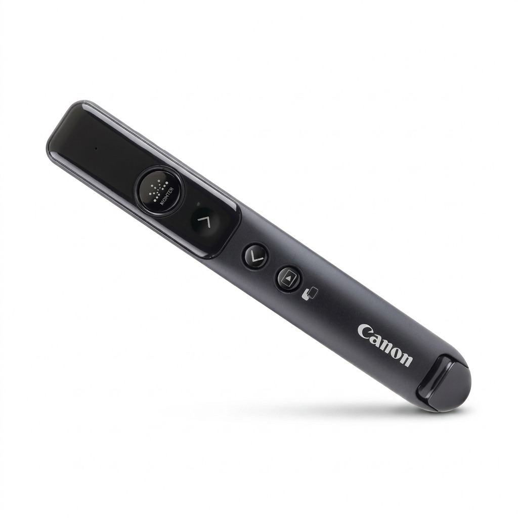 Canon PR1100-R Wireless Presenter with navigation buttons and red laser pointer on a white background.