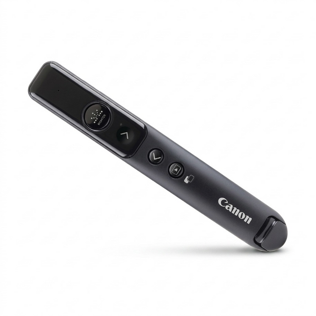 Canon PR1100-R Wireless Presenter with navigation buttons and red laser pointer on a white background.