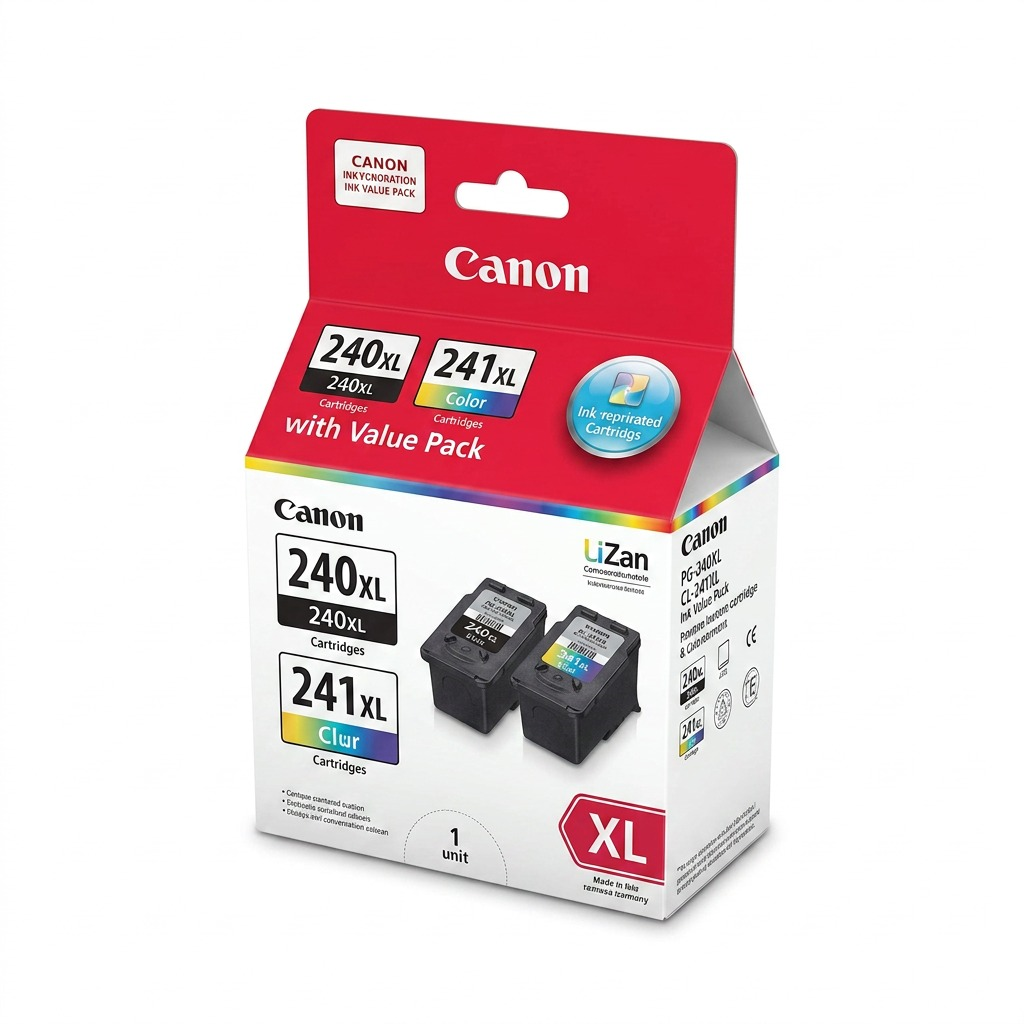 A high-resolution, pure product shot of the Canon PG-240XL & CL-241XL Ink Value Pack.