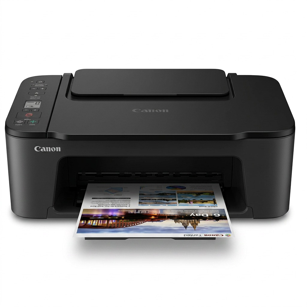 Pure high-resolution hero shot: Canon PIXMA TS3720 Wireless Inkjet printer for home on a pure white background.