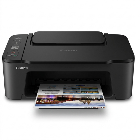 Pure high-resolution hero shot: Canon PIXMA TS3720 Wireless Inkjet printer for home on a pure white background.