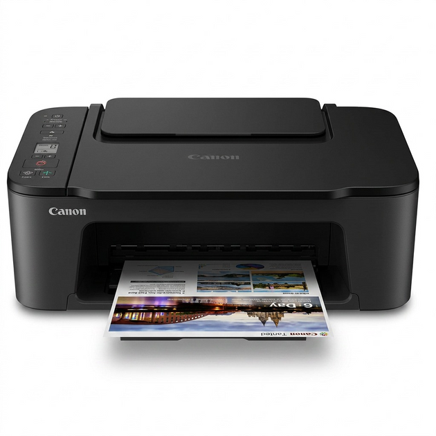 Pure high-resolution hero shot: Canon PIXMA TS3720 Wireless Inkjet printer for home on a pure white background.