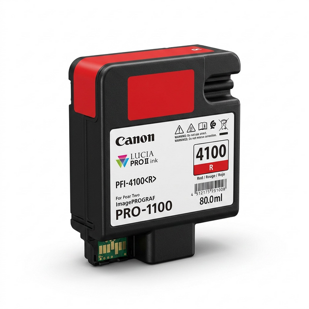 A high-resolution, pure product shot of the Canon PFI-4100R ink tank.