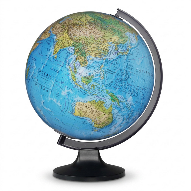 Replogle Copenhagen 12" Blue Ocean Illuminated Desk Globe with French headings.