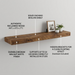 Feature callout image detailing the solid wood shelf with labels highlighting its specifications and key features.