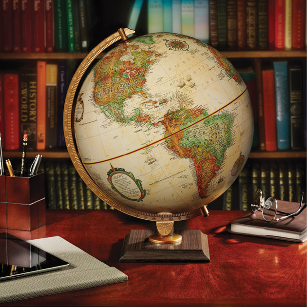 Spokane 12″ Antique Raised Relief Desk – Replogle Globes