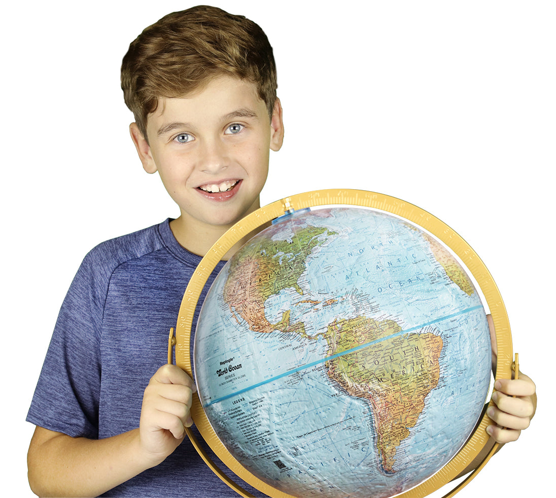 Atlantis 12″ Blue Raised Relief Desk – Replogle Globes