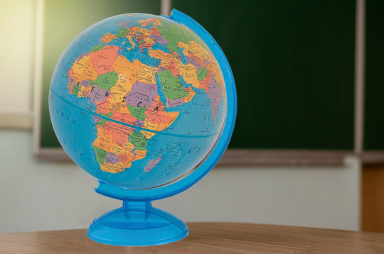 Adventurer 12″ Blue Raised Relief Desk – Replogle Globes – lifestyle