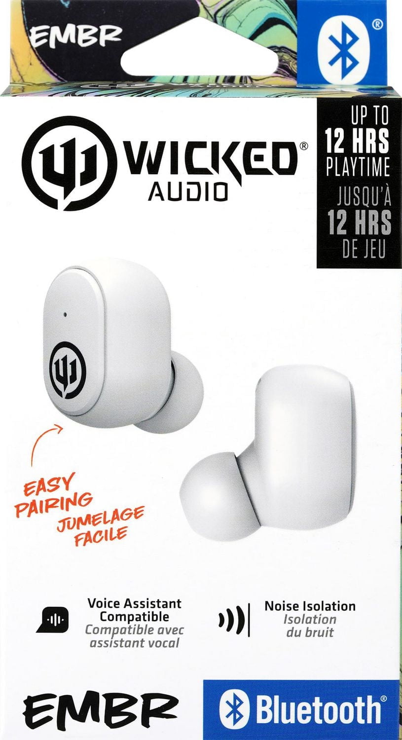 Wicked Audio Embr white retail packaging