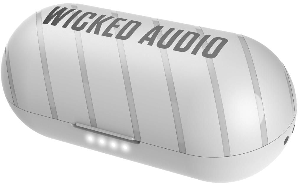Wicked Audio Embr white charging case, closed