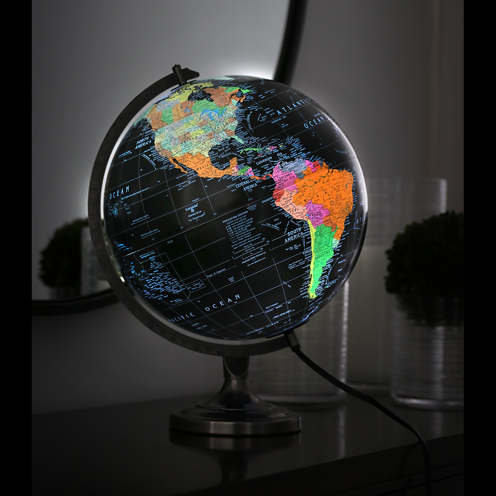 Orion 12″ Black Illuminated Desk – Replogle Globes – illuminated