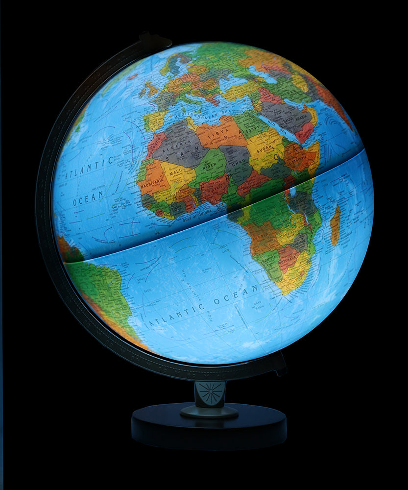 Livingston 12″ Blue Illuminated Raised Relief Desk – Replogle Globes – Africa illuminated