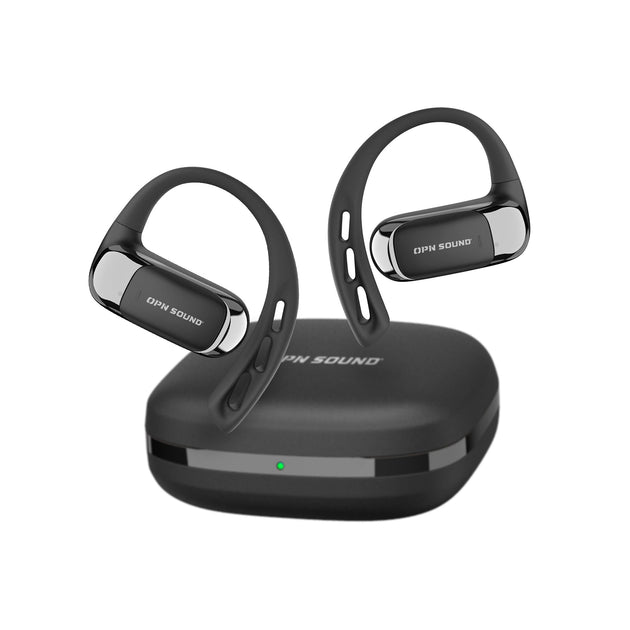 OPN Sound Aria Pro open-ear headphones with charging case