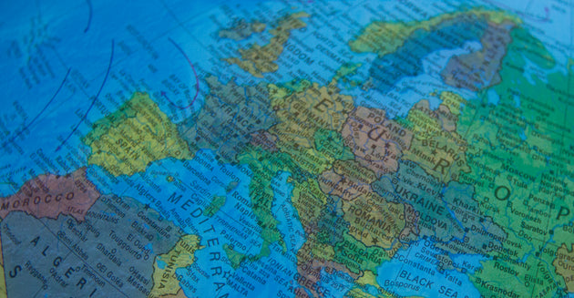 Odessa 12″ Blue Illuminated Raised Relief Desk – Replogle Globes – map detail
