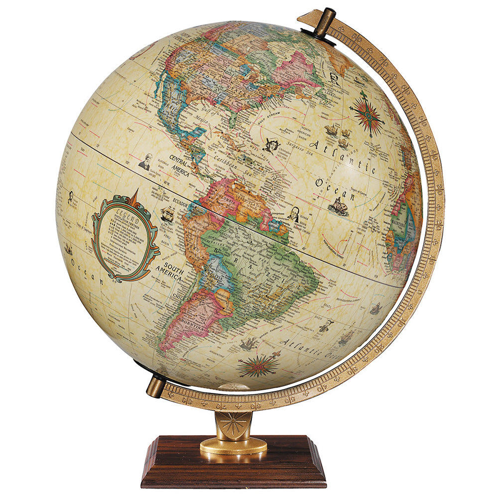 Carlyle 12″ Antique Illuminated Raised Relief Desk – Replogle Globes