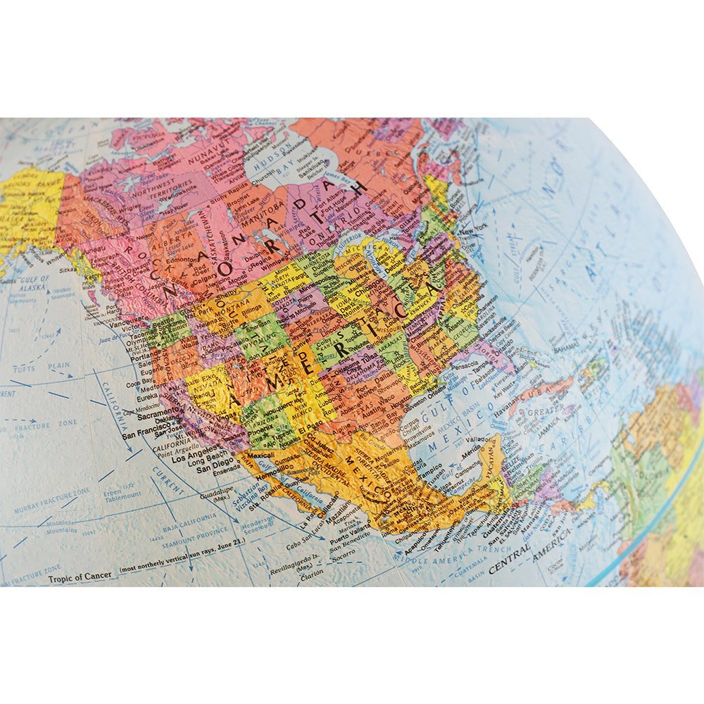 Explorer 12″ Blue Raised Relief Desk – Replogle Globes – detail