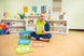 Teacher and child using the Jumbo Calming Cards in a classroom