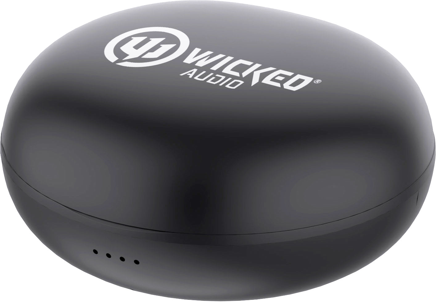 Wicked Audio Mojo 500 black charging case, closed
