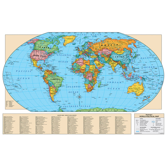 4 Ft. World Map – Laminated – Replogle Globes