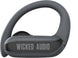 Wicked Audio Raen black earbud, side profile with branding