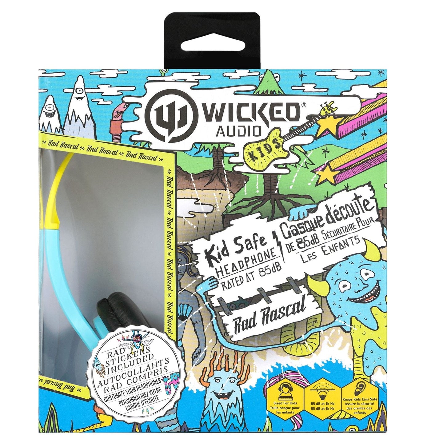 Wicked Audio Rad Rascal Sky Blue and Slime retail packaging