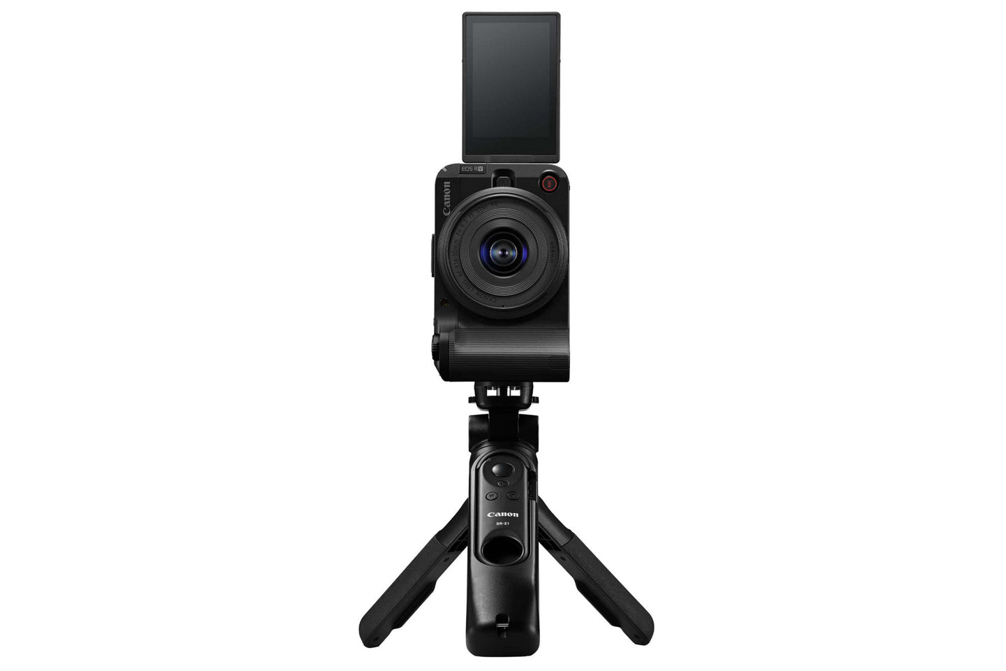 Canon EOS R50 V lifestyle - vertical video setup on tripod grip