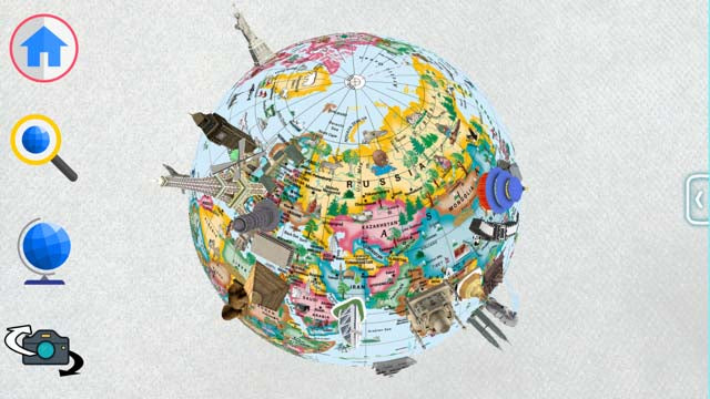 Globe for Kids 10″ Blue Illuminated Desk – Replogle Globes – AR app screen